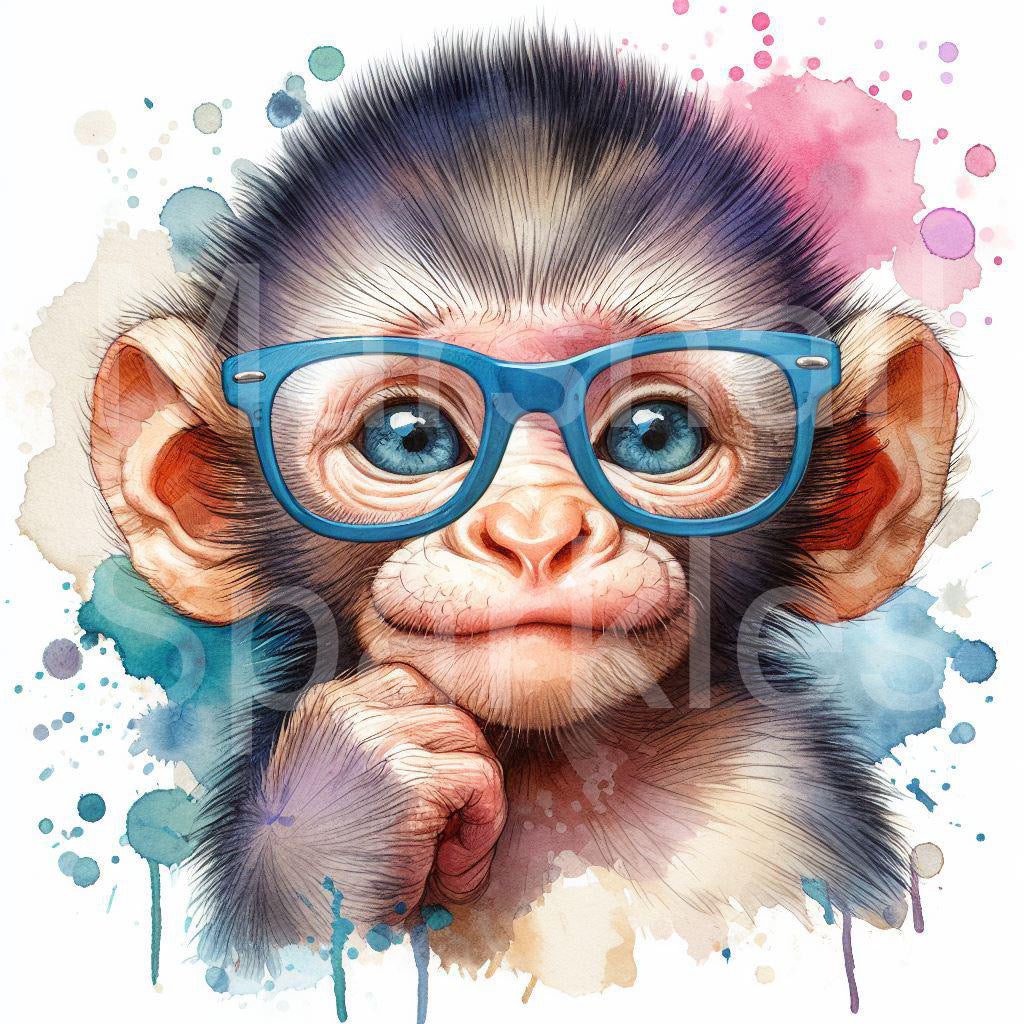 Monkey Splash Glasses © 40x40 Round Drill