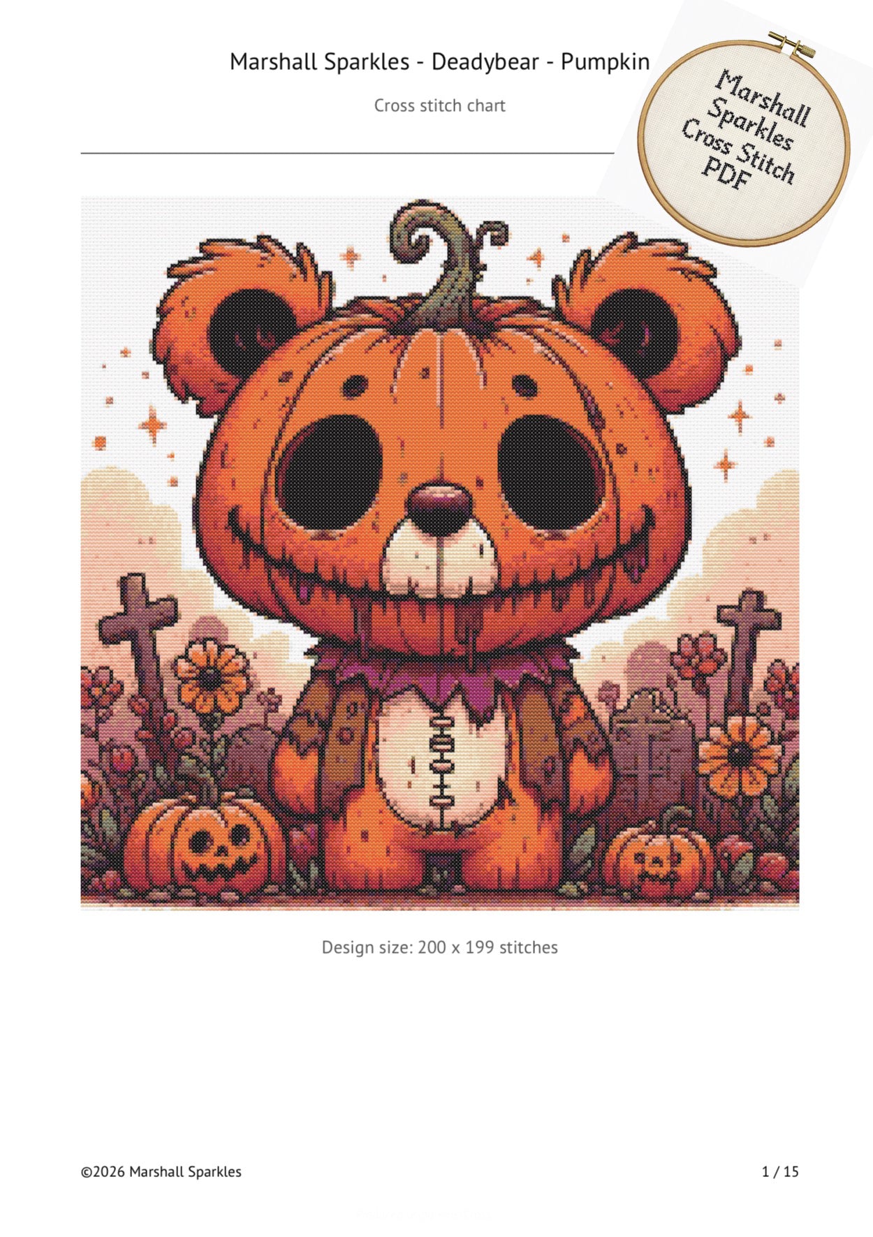 DeadyBear Pumpkin © 14 Count PDF