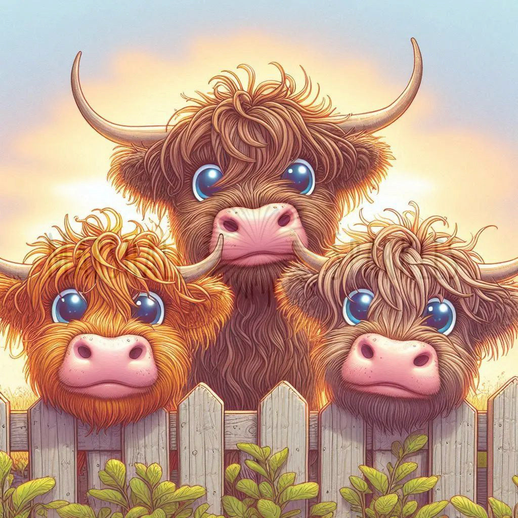 Over the Fence - Highland Cow © 40x40 (print to order)