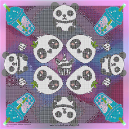 Panda bubble tea (HAND DRAWN) © 50x50 by Rachel Diamond
