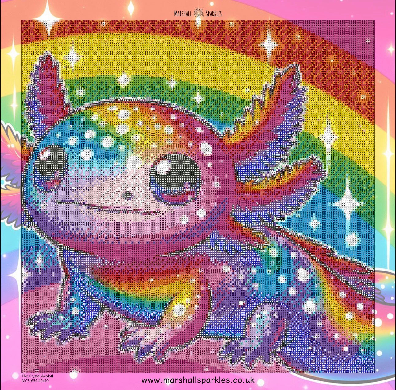 The Crystal Axolotl ©  40x40 Square FULL CRYSTAL DRILL (print to order)