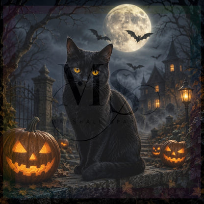The Black Cat of Hollow Manor © 60x60 by NAT Art Creations