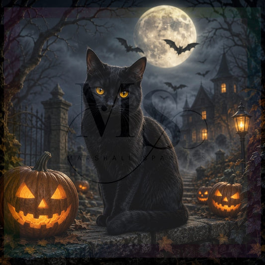 The Black Cat of Hollow Manor © 60x60 by NAT Art Creations