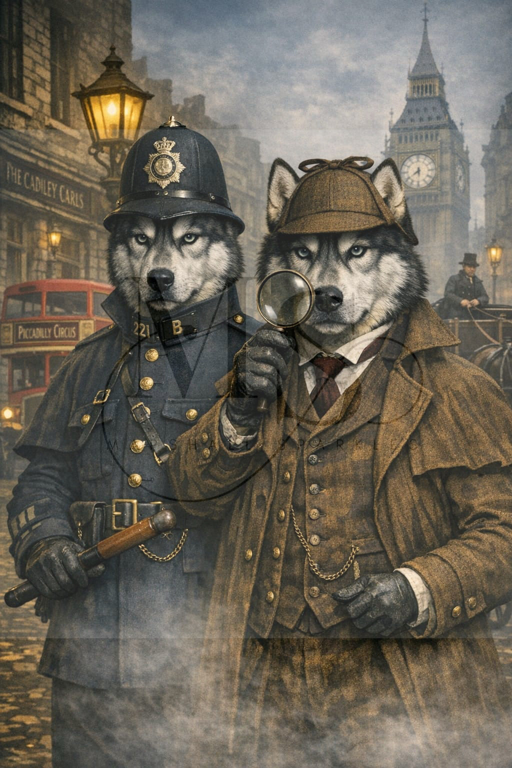 Huskies on Duty © 50x75 by NAT Art Creations