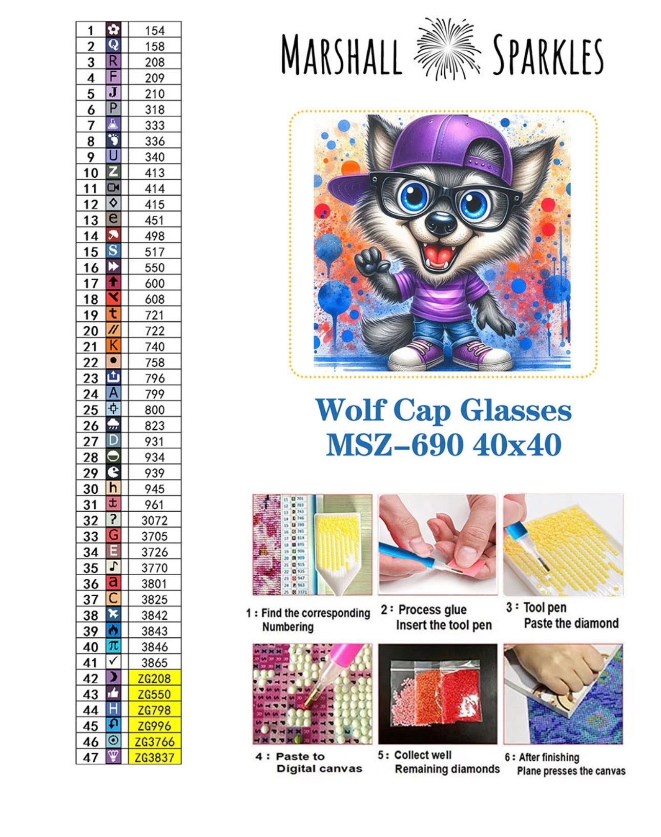February Wolf Cap Glasses © 40x40 Square Fairy Drill