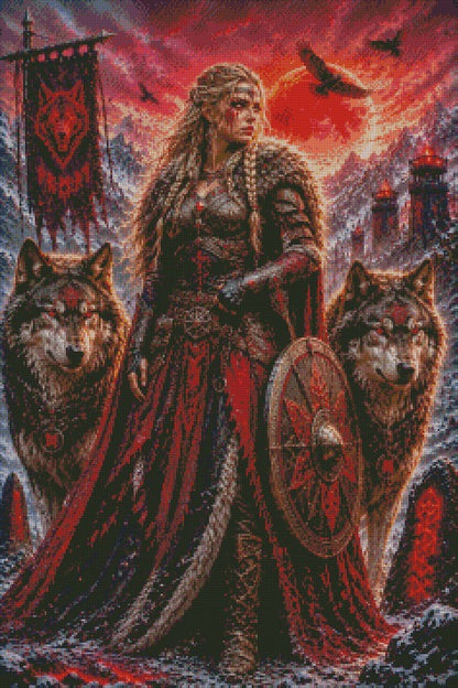 Crimson Wolf Queen © 60x90 by CrazyLoneWolf