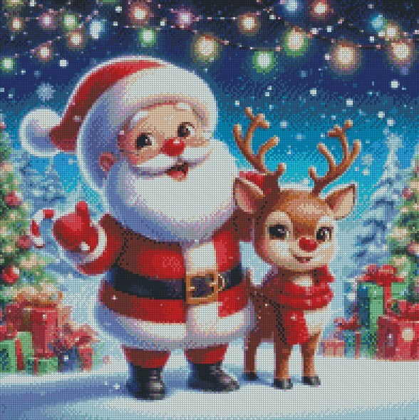 Santa & Rudolf © 50x50 (print to order)