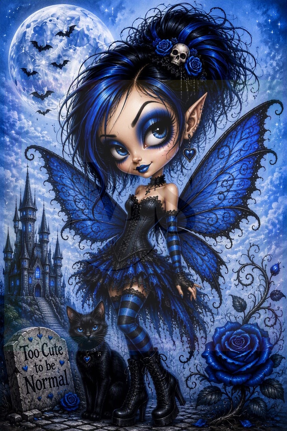 Blue Gothic Fairy © 50x75 by NAT Art Creation