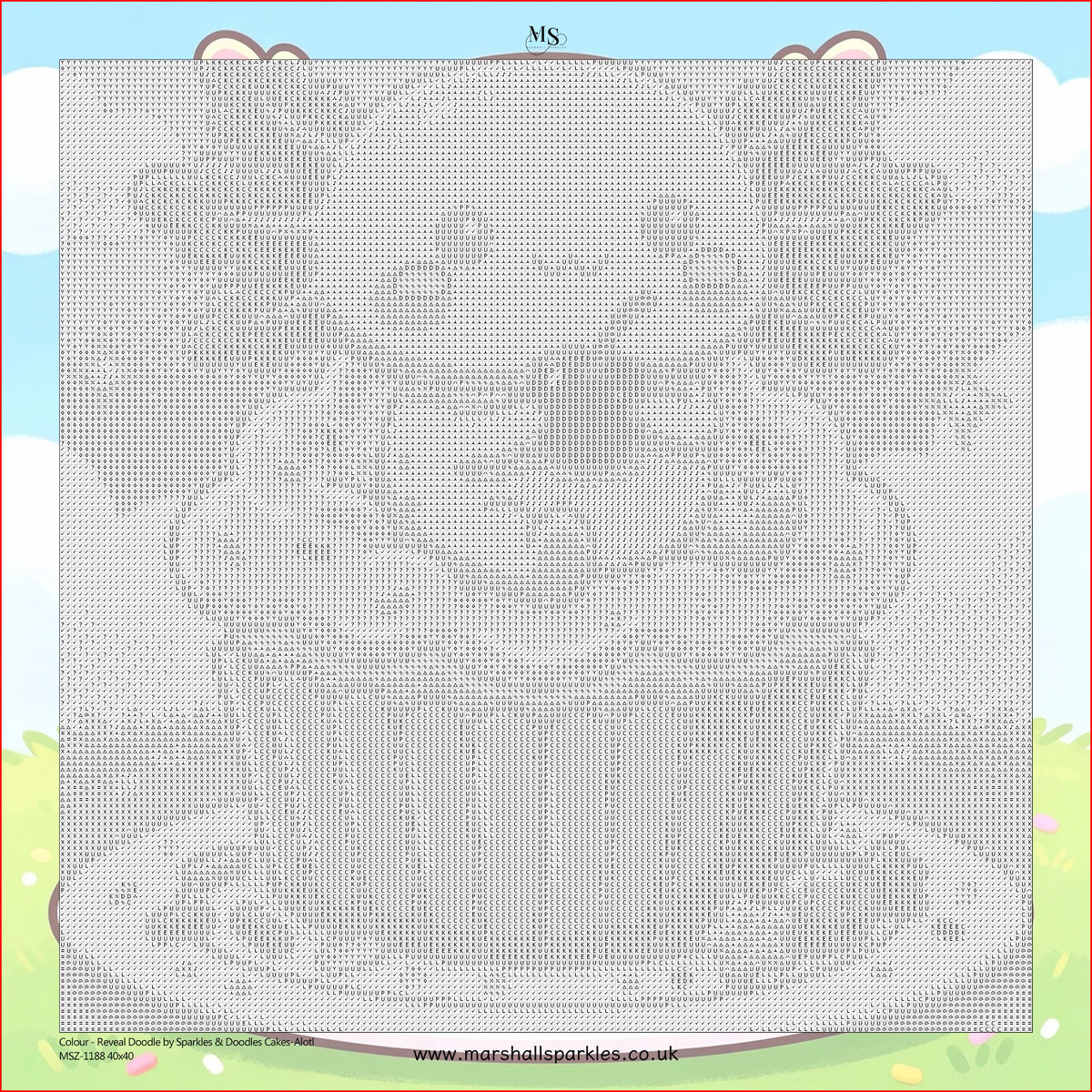 Colour Reveal Doodle™ - Cakes-Alotl 40x40 Square Drill Only © (Hand Drawn) by Sparkles & Doodles