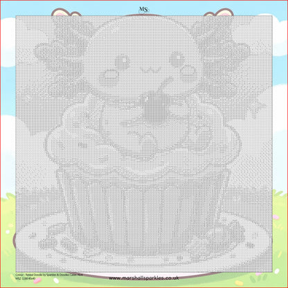 Colour Reveal Doodle™ - Cakes-Alotl 40x40 Square Drill Only © (Hand Drawn) by Sparkles & Doodles
