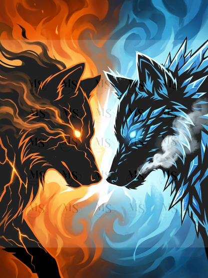 Fire Wolf Vs Ice Wolf 2 © 60x80