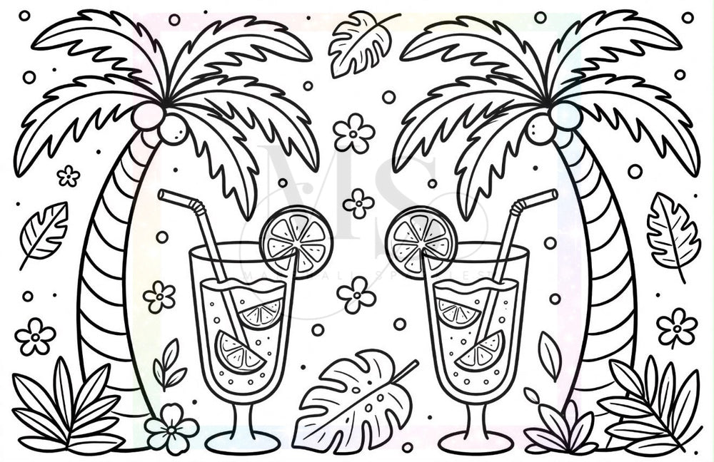 Colour Revel Doodle™ Beach Cocktails 60x40 Square Drill only © (Hand Drawn) by Sparkles & Doodles