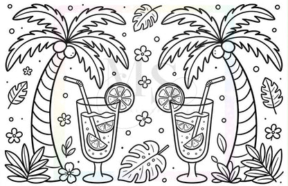 Colour Revel Doodle™ Beach Cocktails 60x40 Square Drill only © (Hand Drawn) by Sparkles & Doodles