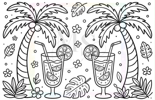 Colour Revel Doodle™ Beach Cocktails 60x40 Square Drill only © (Hand Drawn) by Sparkles & Doodles