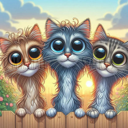 Over the Fence - Kittens © 40x40 (print to order)