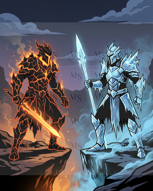 Fire & Ice Warrior Battle © 60x75