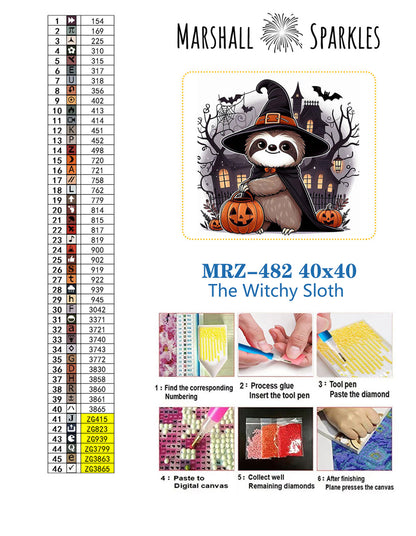 The Witchy Sloth © 40x40 (stocked item)