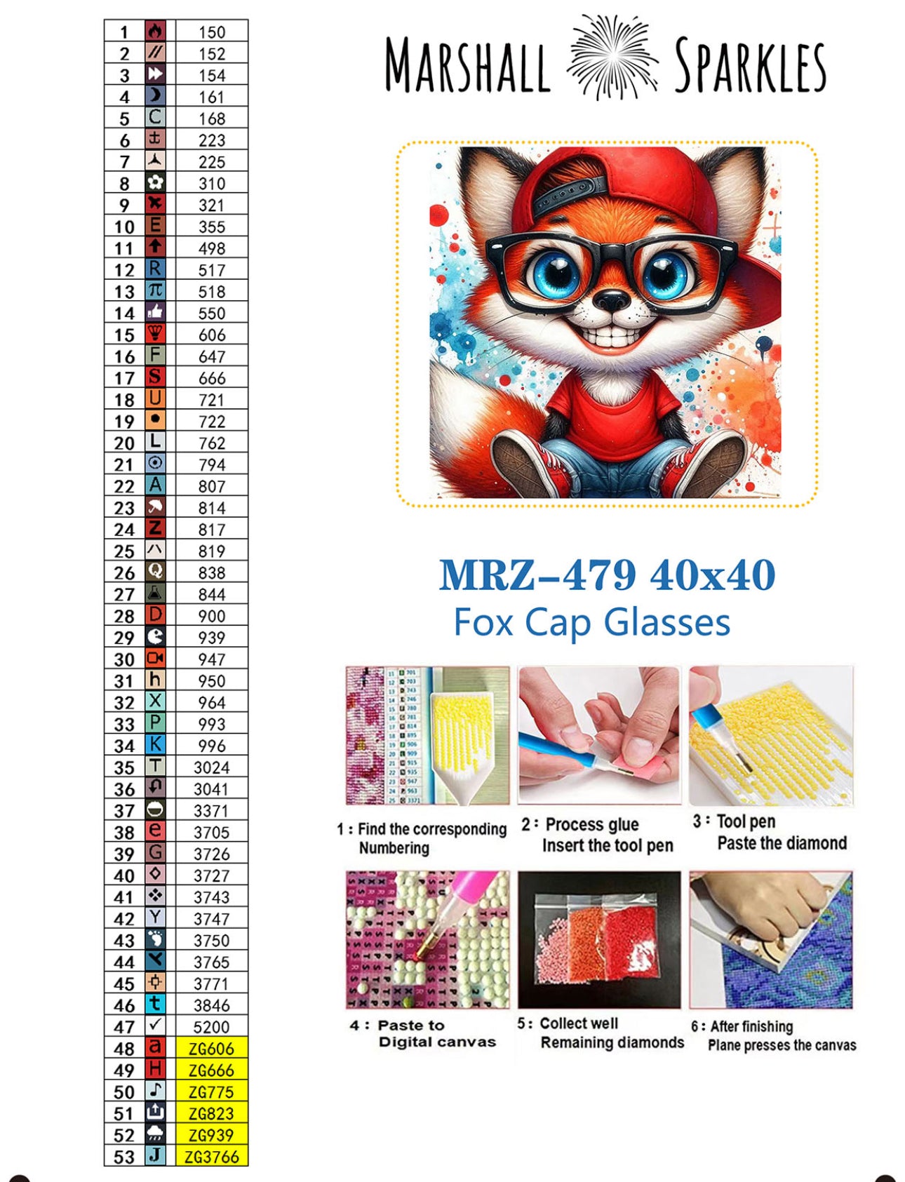 Fox Cap Glasses © 40x40 Round Fairy Drill