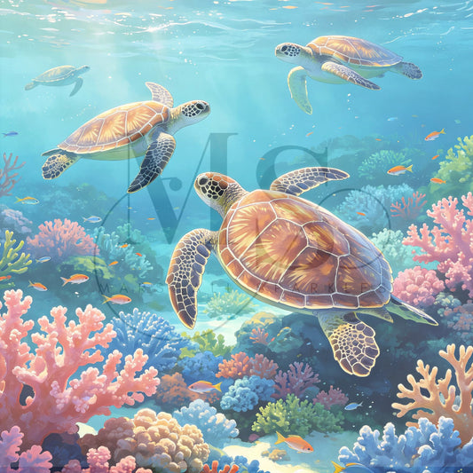 The Ocean Turtle Family © 60x60
