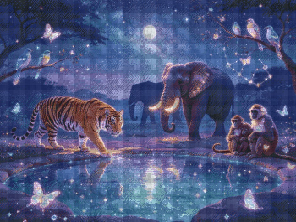 The Night Time Watering Hole © 80x60