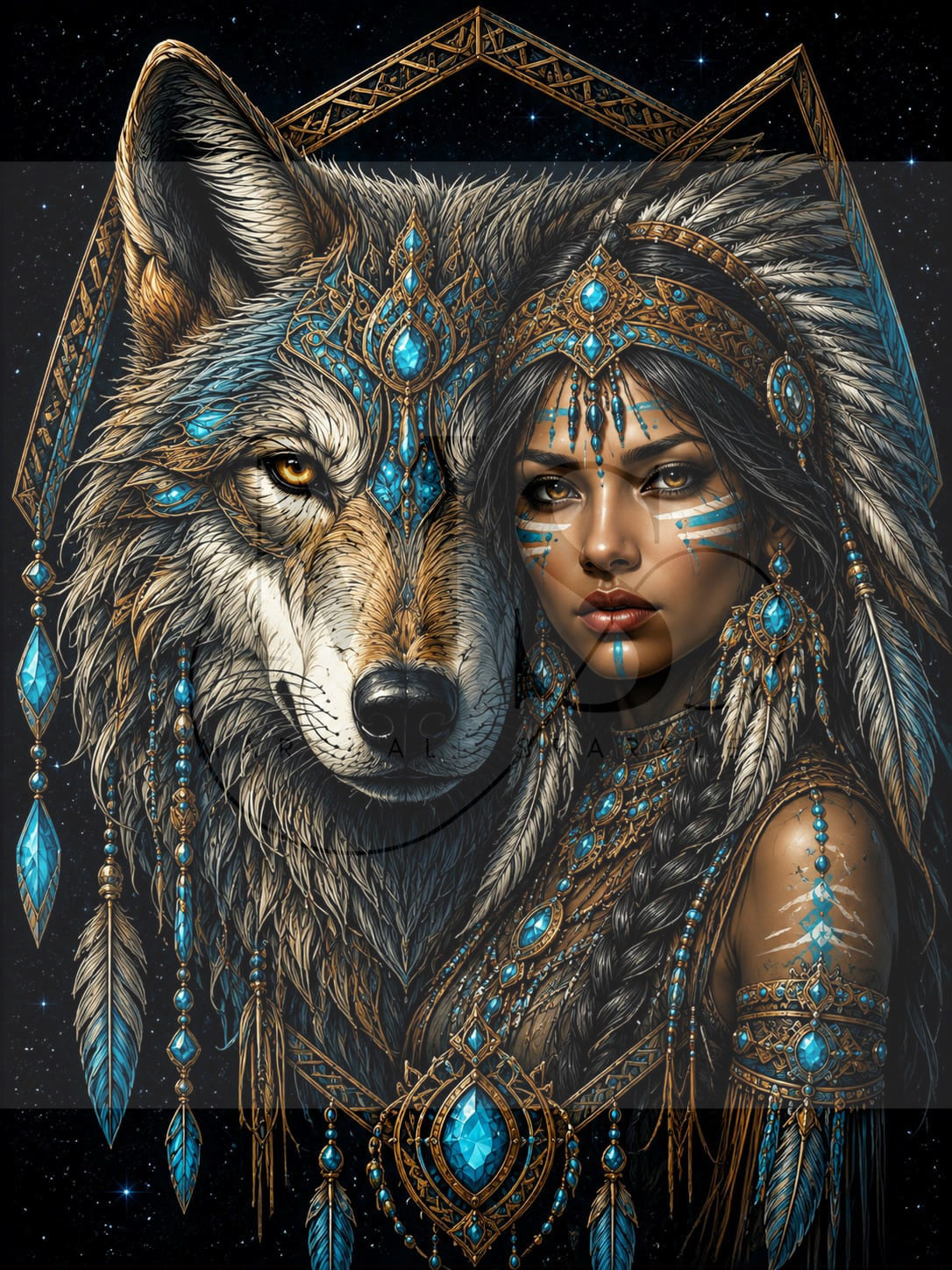 Azure Spirit Guardian © 60x80 by CrazyLoneWolf