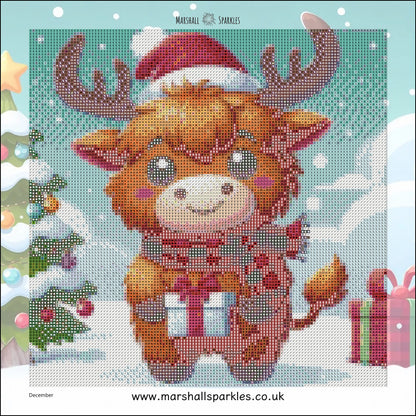 12 Months of Highland Cows © 30x30 free birthday canvas