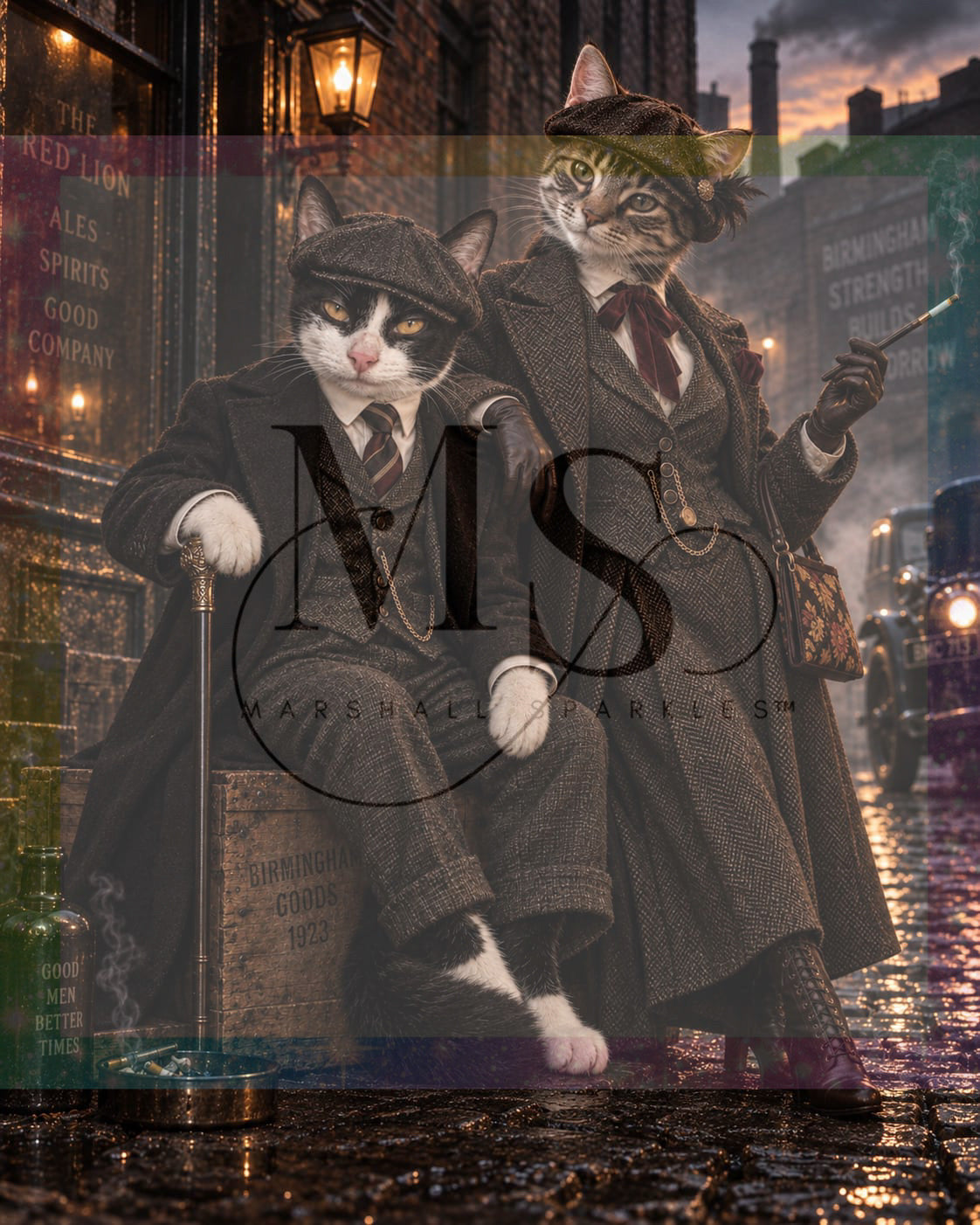 The Purrfect Peaky Blinders © 60x75 by Nat Art Creations