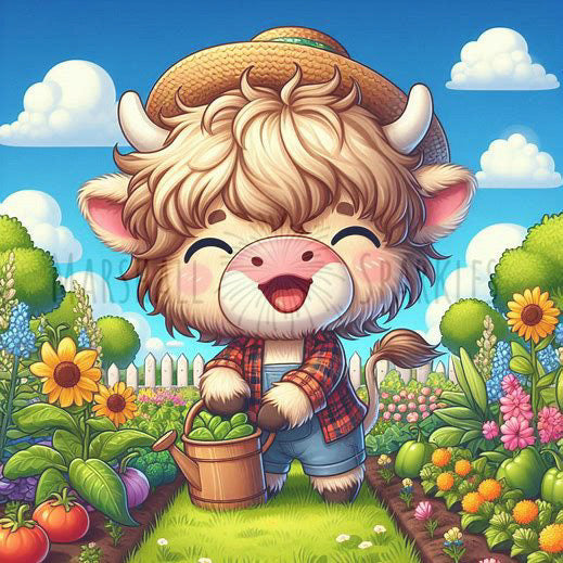 June Highland Farmer © 40x40 square fairy