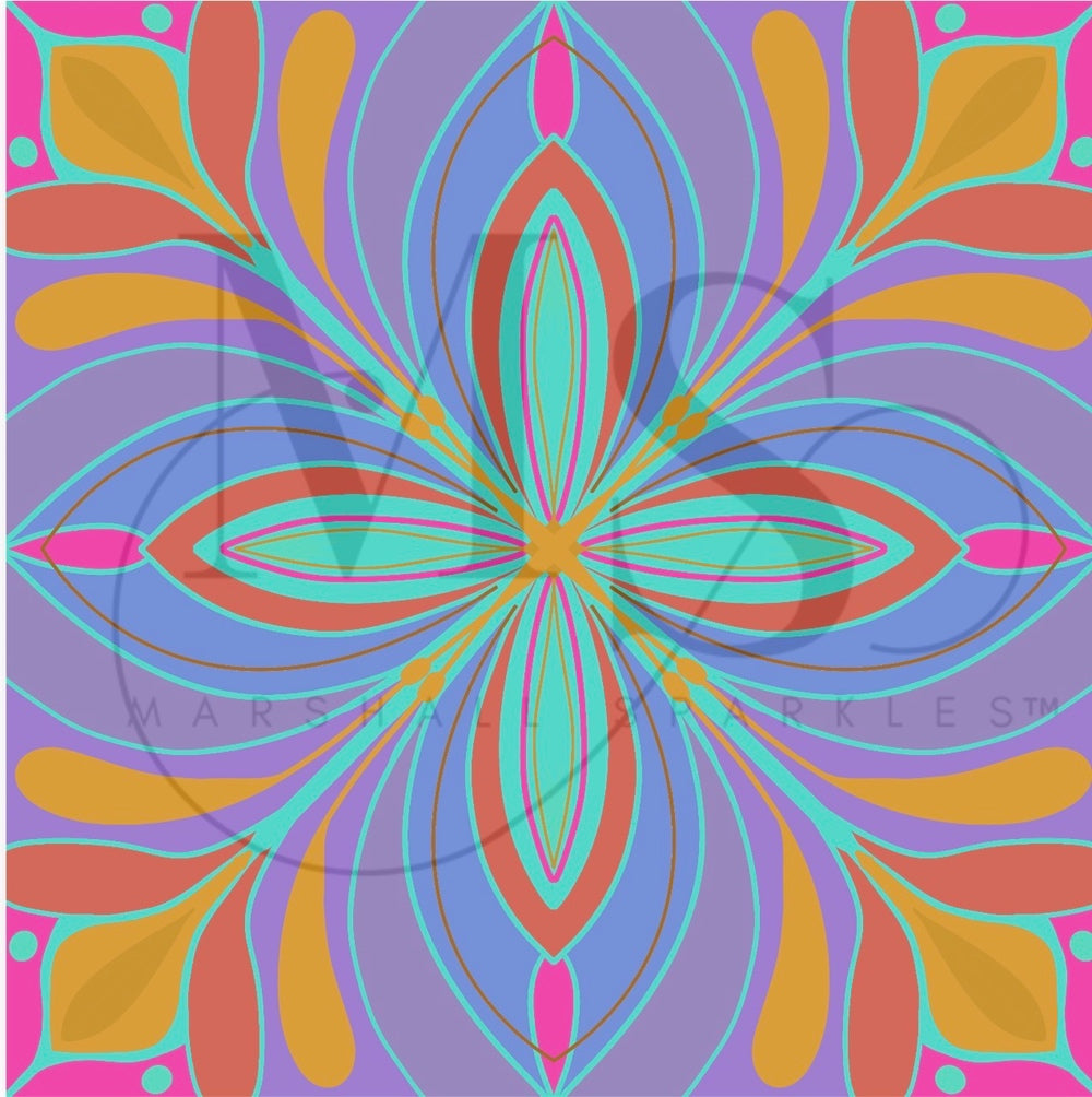 Summer Mandala (HAND DRAWN) © 40x40 by Rachel Diamond