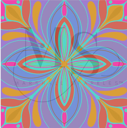 Summer Mandala (HAND DRAWN) © 40x40 by Rachel Diamond