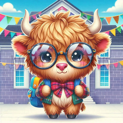 February Highland School Cow © 40x40 Square Fairy drill