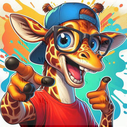 Giraffe Cap Glasses © Square Fairy Drill 40x40