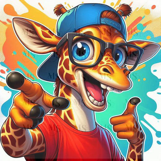 Giraffe Cap Glasses © Square Fairy Drill 40x40