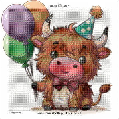 12 Months of Highland Cows © 30x30 free birthday canvas