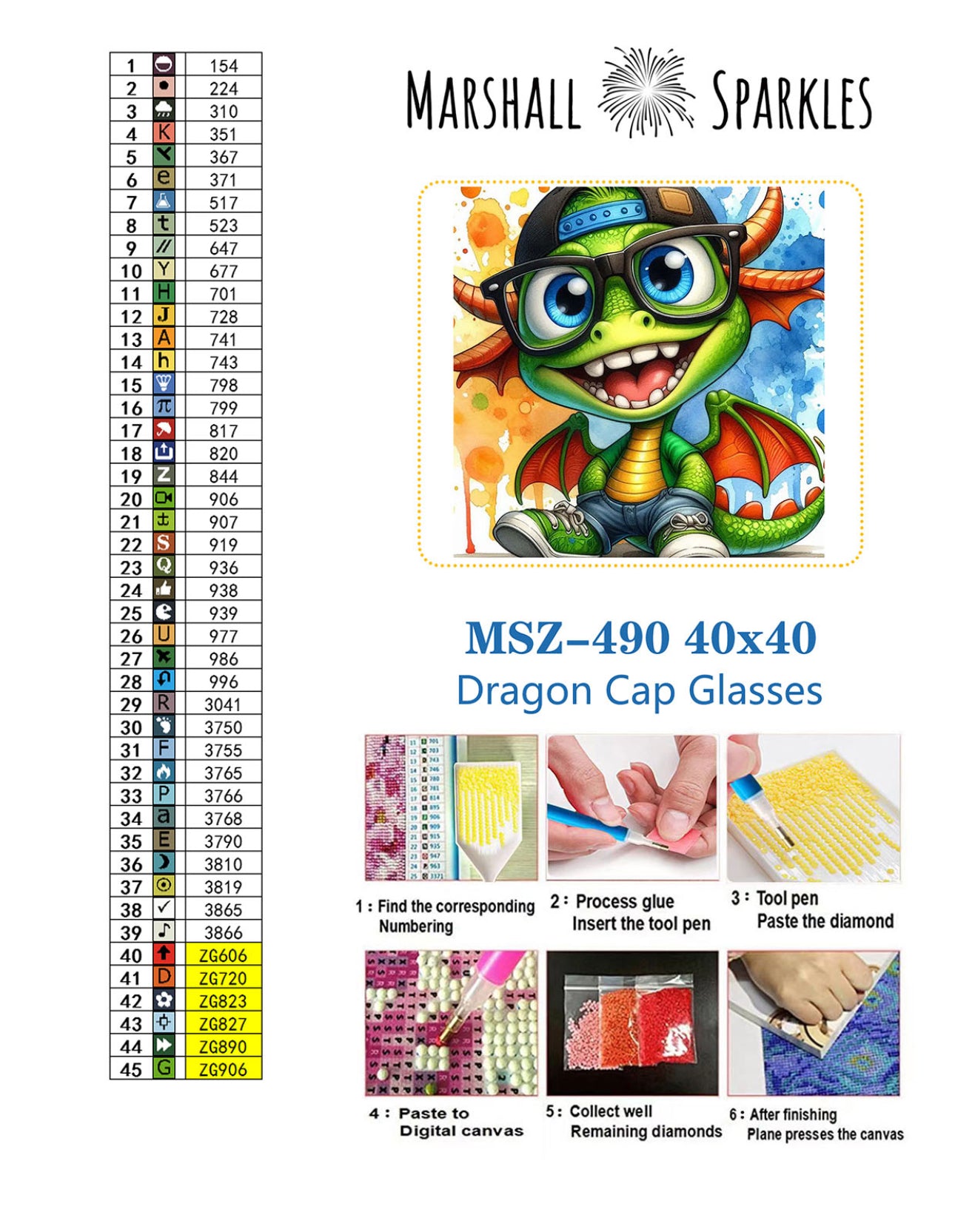 Dragon Cap Glasses © Square Fairy Drill 40x40