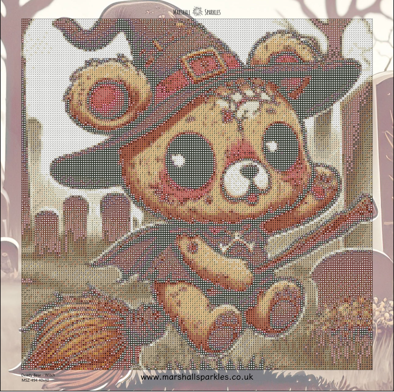 Deady Bear - Witch © Square Fairy Drill 40x40 (stocked item)