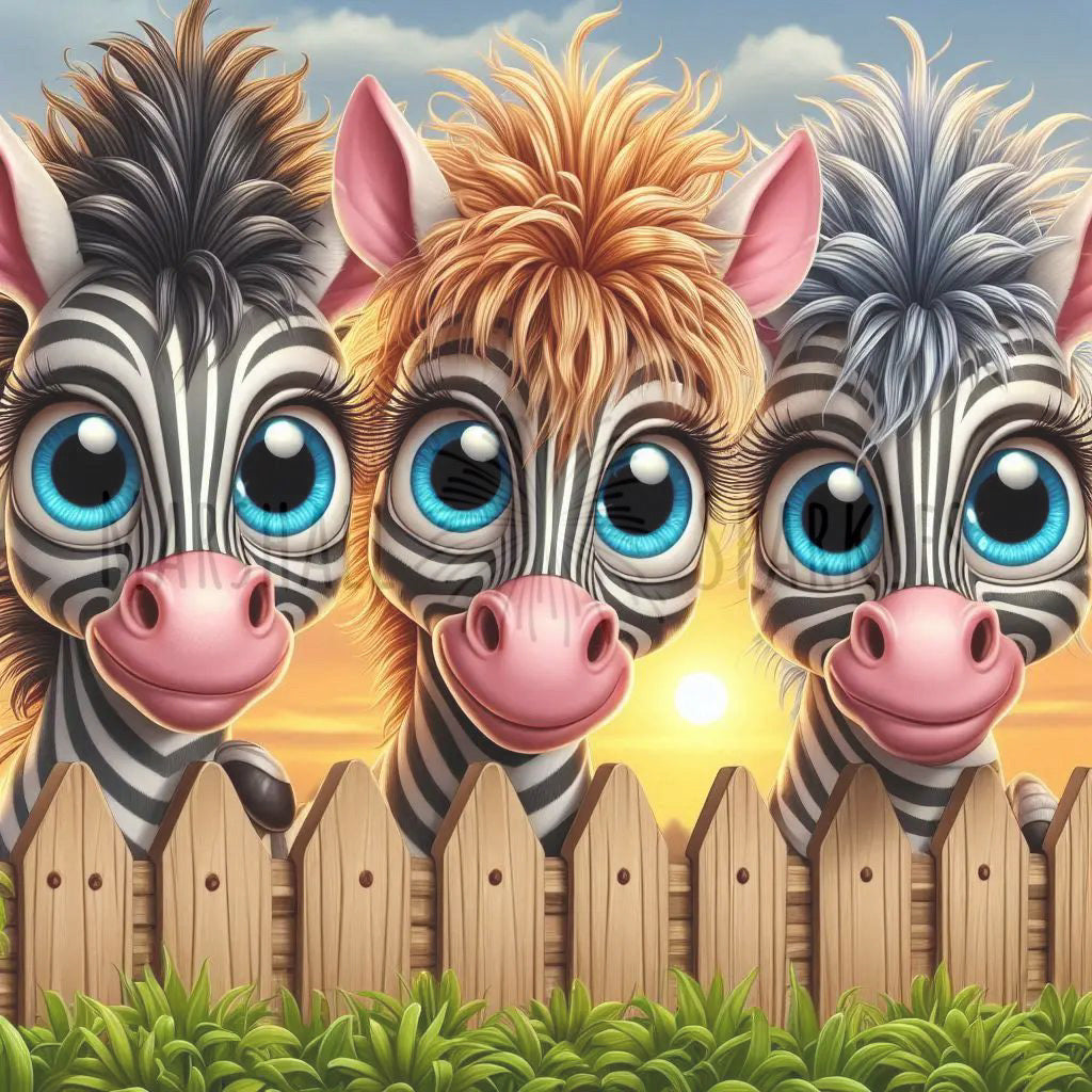 Over the Fence - Zebras © 40x40 (print to order)