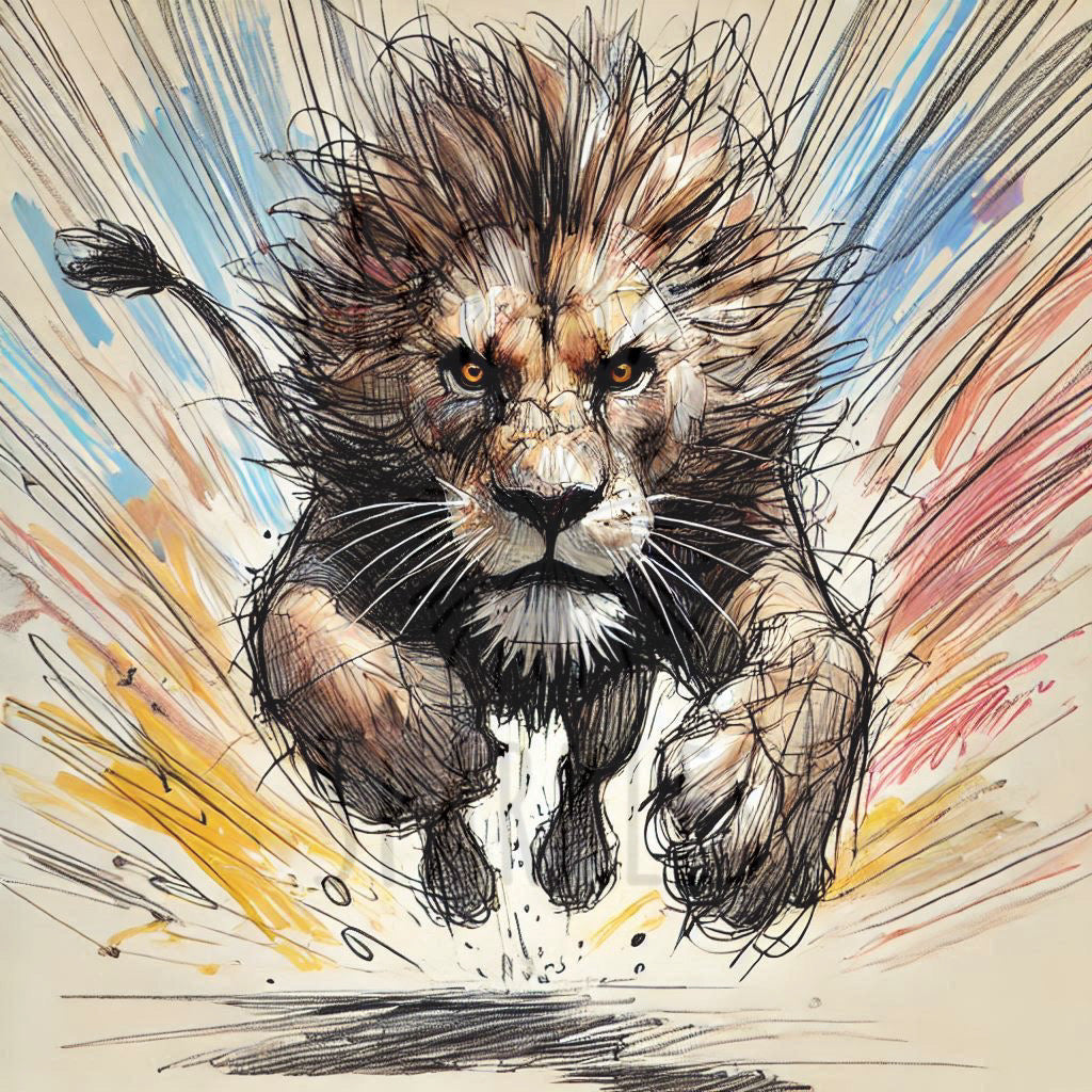 Lion Scribble ©  50x50 (print to order)