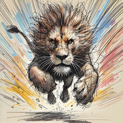 Lion Scribble ©  50x50 (print to order)