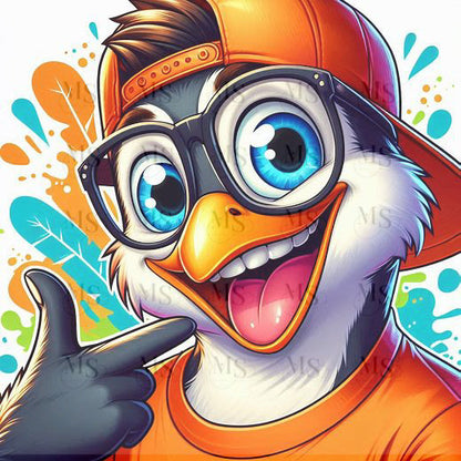June Penguin Cap Glasses © Square Fairy Drill 40x40