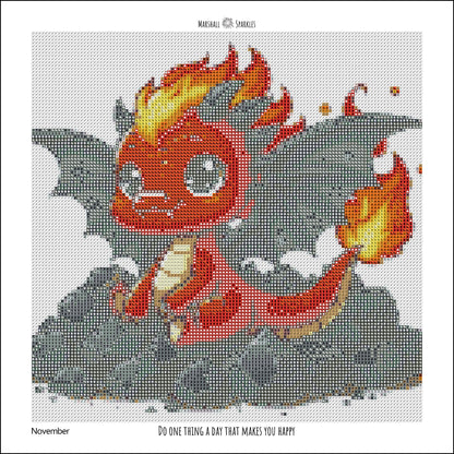 12 Months of Dragons ( 13 canvas, Free Birthday Dragon) © 30x30