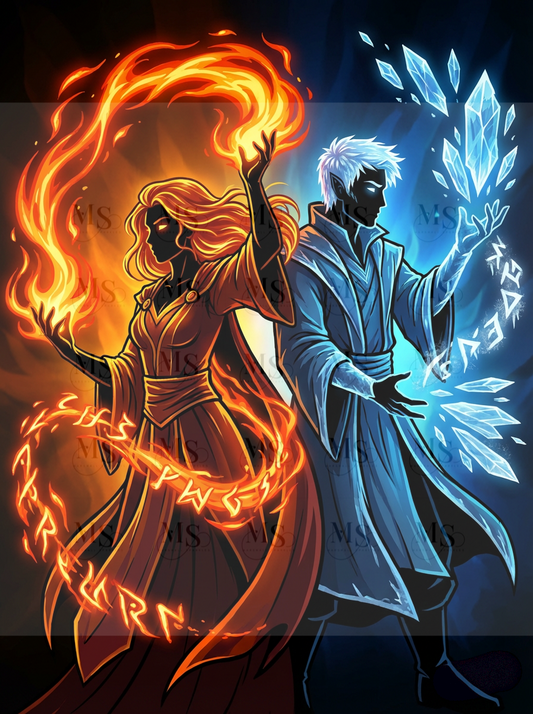 Fire Sorcerer vs Ice Sorcerer 2 © 60x80
