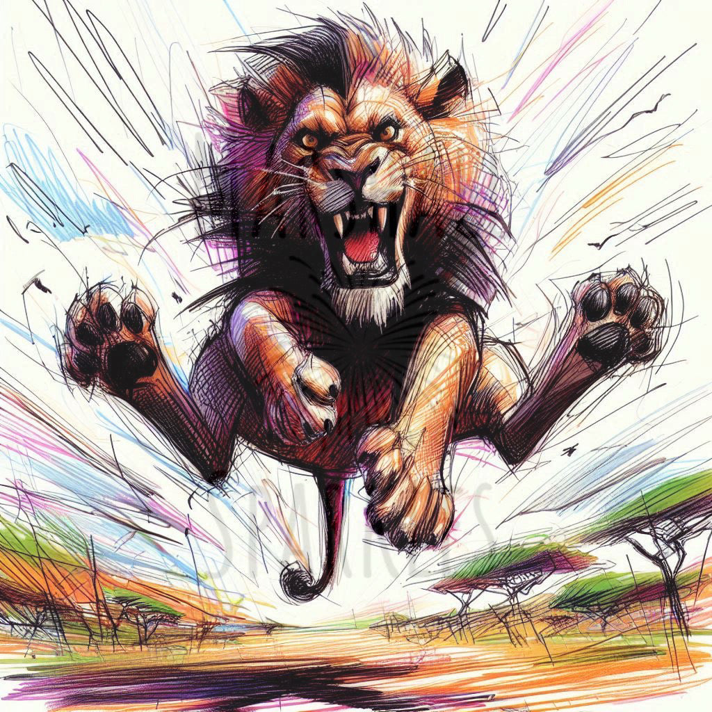 Lion Scribble Roar ©  50x50 (print to order)