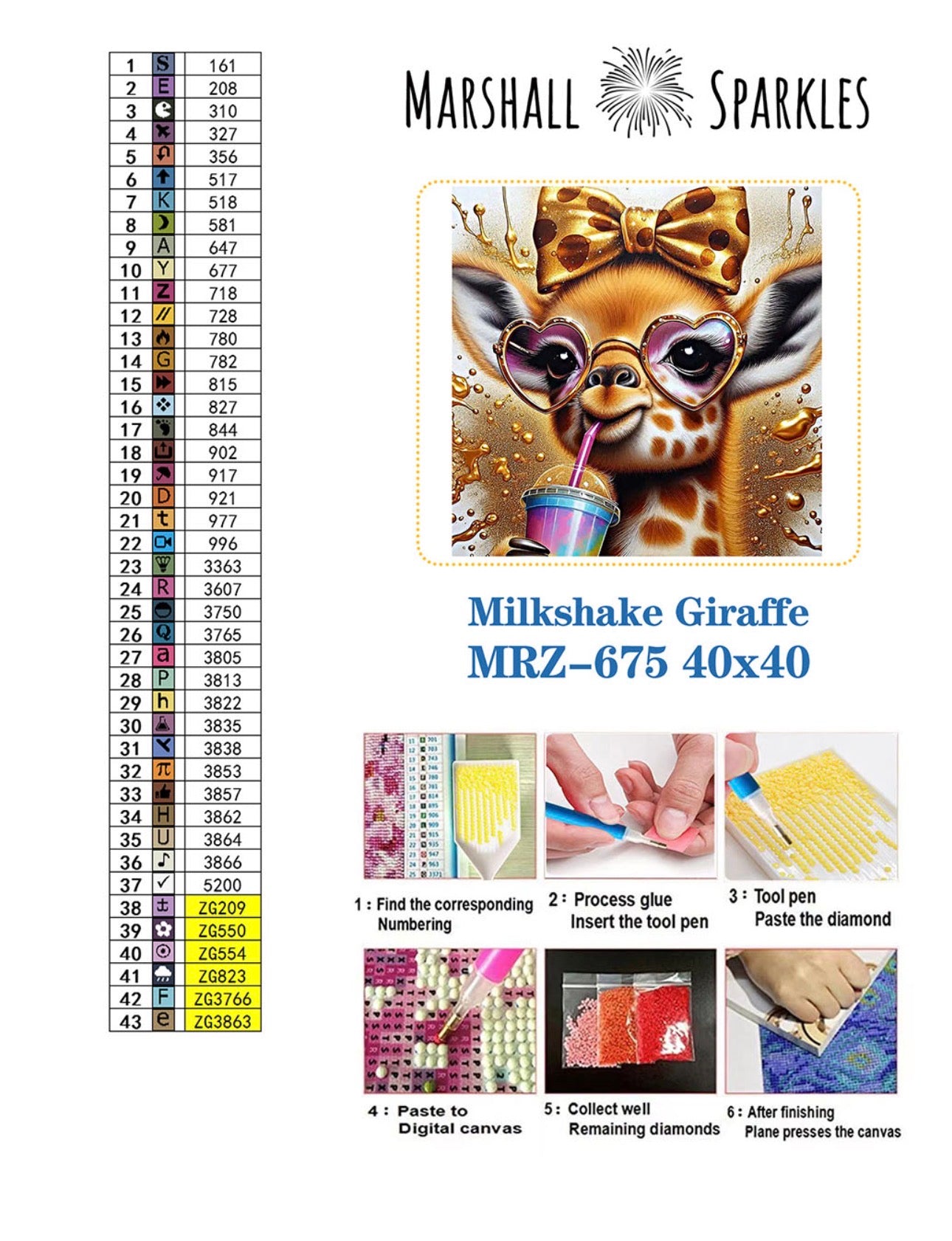 April Milkshake Giraffe © 40x40 Round Fairy Drill