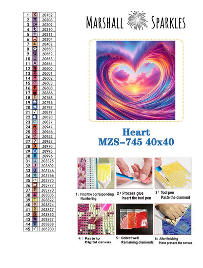 Heart © 40x40  Square FULL FAIRY OR FULL CRYSTAL DRILL (print to order)