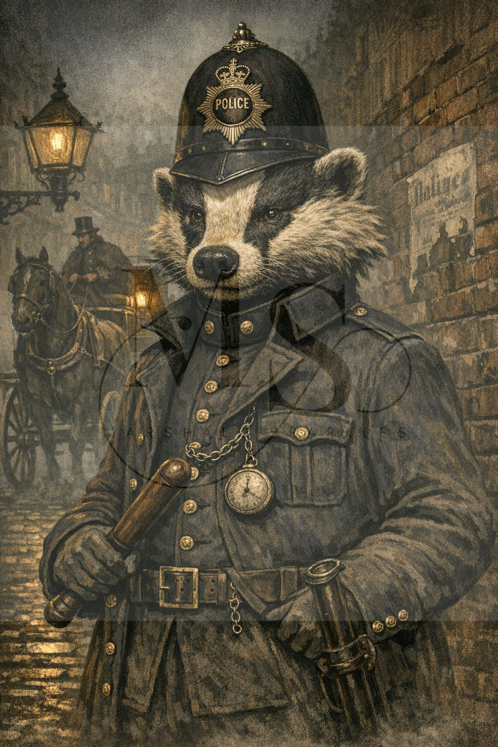 Badge-er by Name, Bobby by Nature © 50x75 by NAT Art Creations
