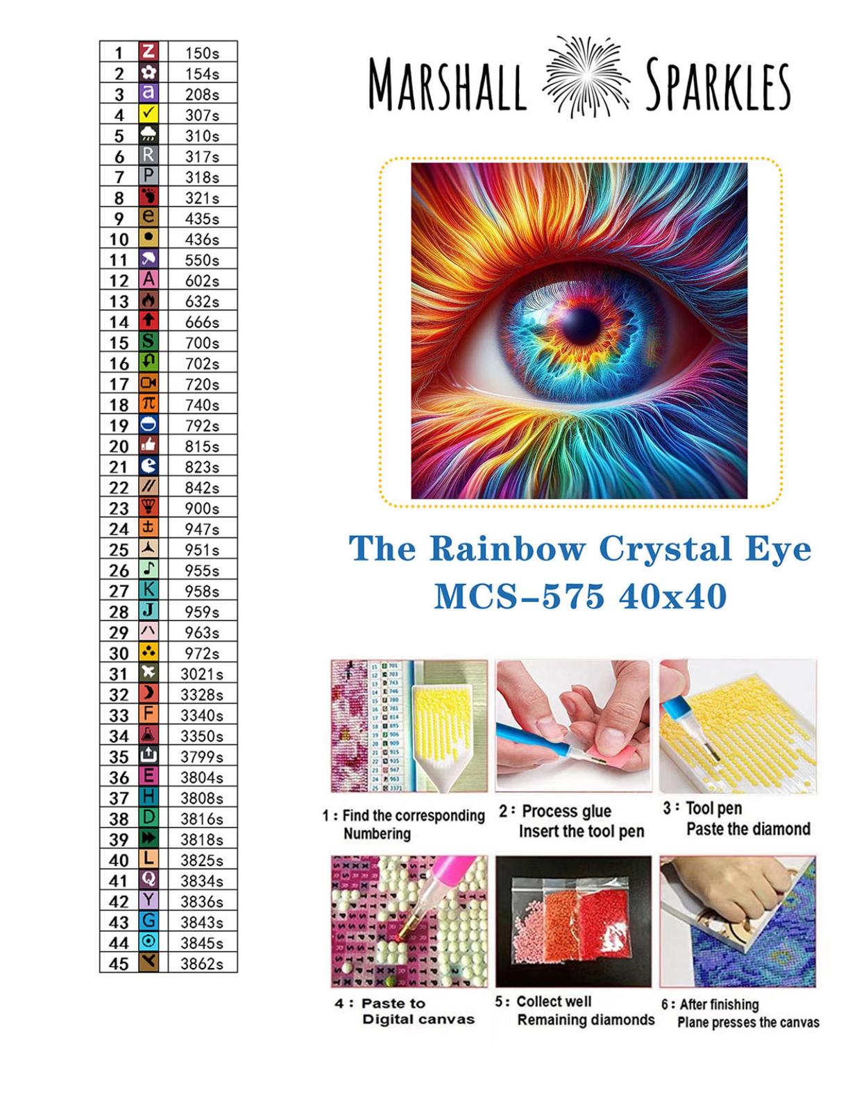 The Rainbow Crystal Eye © 40x40 FULL CRYSTAL Square DRILL (print to order)