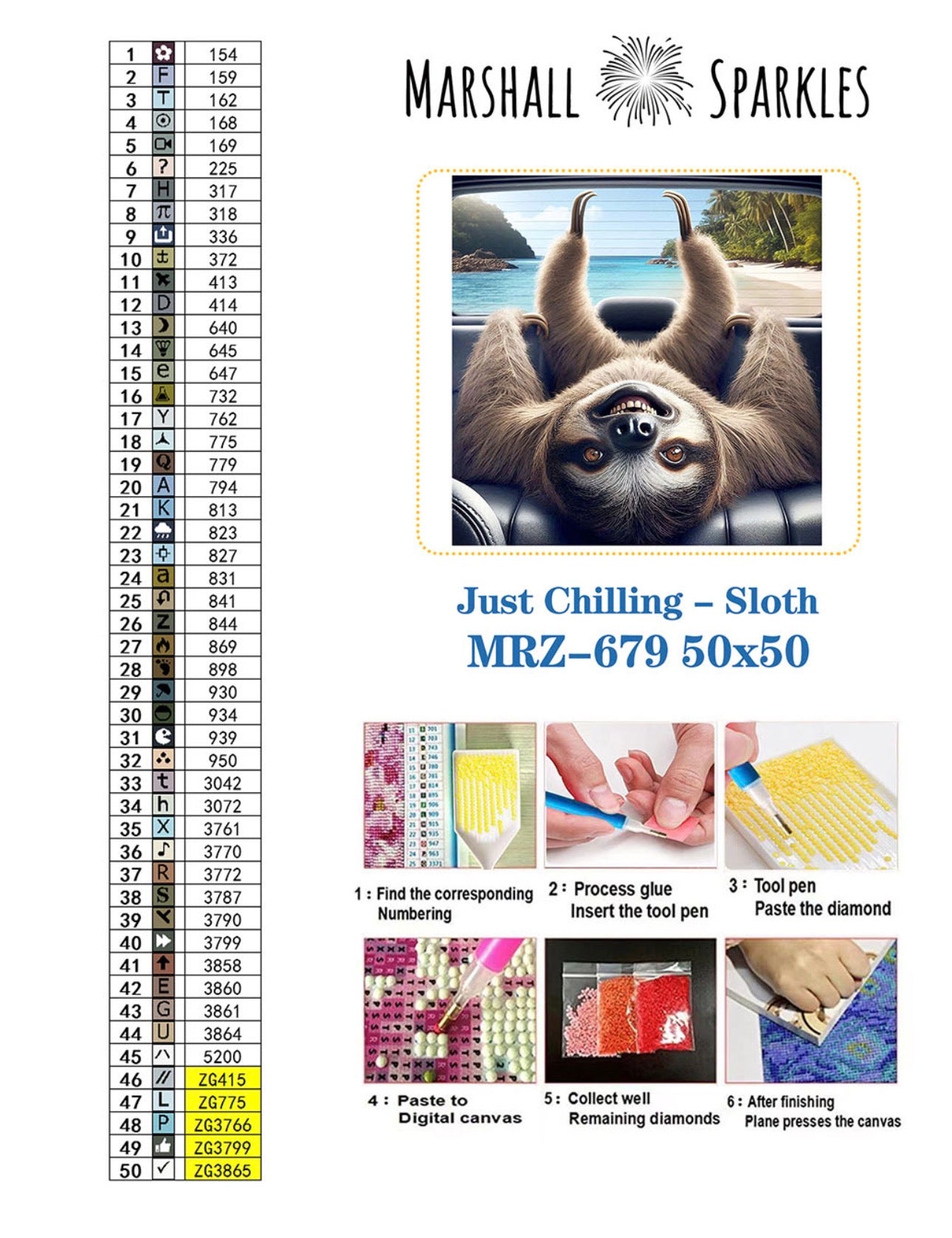 February Just chilling - Sloth © 50x50 Round Fairy Drill