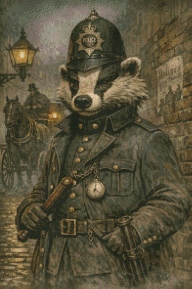 Badge-er by Name, Bobby by Nature © 50x75 by NAT Art Creations