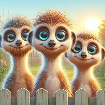 Over the Fence - Meerkats © 40x40 (print to order)